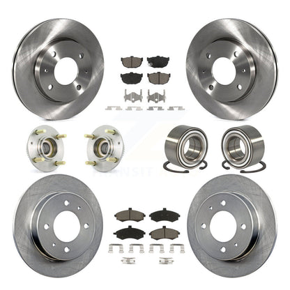 Hub Bearing Disc Brake Rotors And Pads Front Rear Kit (10Pc) For Hyundai Elantra
