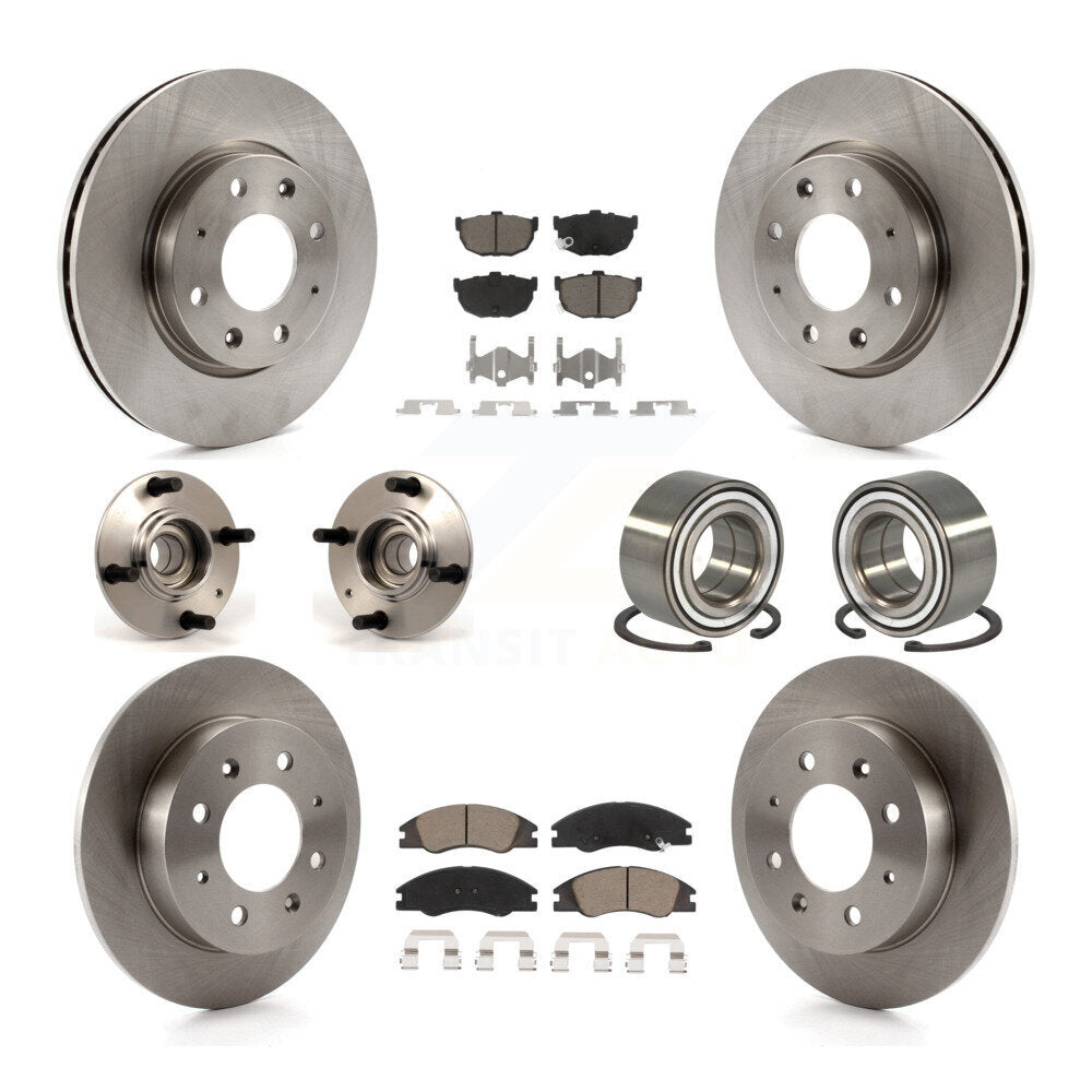 Hub Bearing Disc Brake Rotor Pads Front Rear Kit (10Pc) For Kia Spectra Spectra5