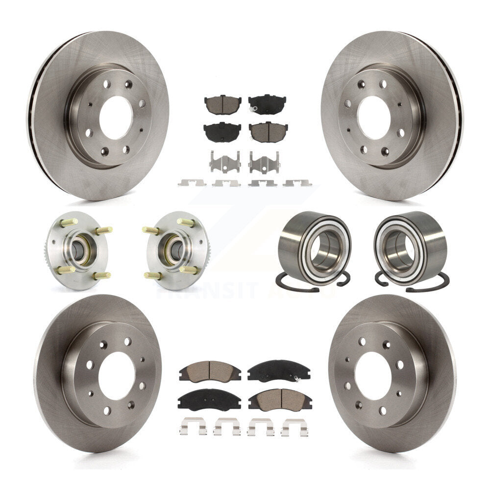 Hub Bearing Disc Brake Rotor Pads Front Rear Kit (10Pc) For Kia Spectra Spectra5