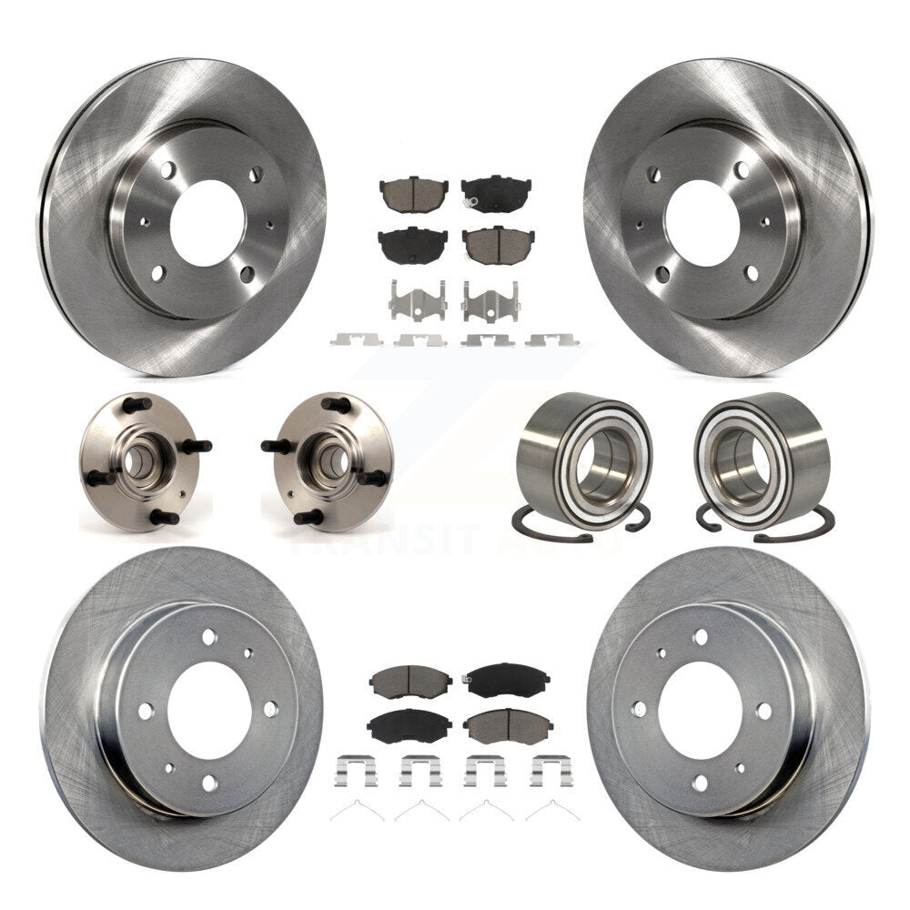 Hub Bearing Disc Brake Rotors And Pads Front Rear Kit (10Pc) For Hyundai Elantra