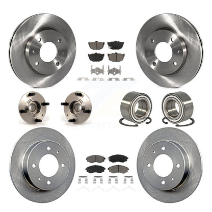 Hub Bearing Disc Brake Rotors And Pads Front Rear Kit (10Pc) For Hyundai Elantra