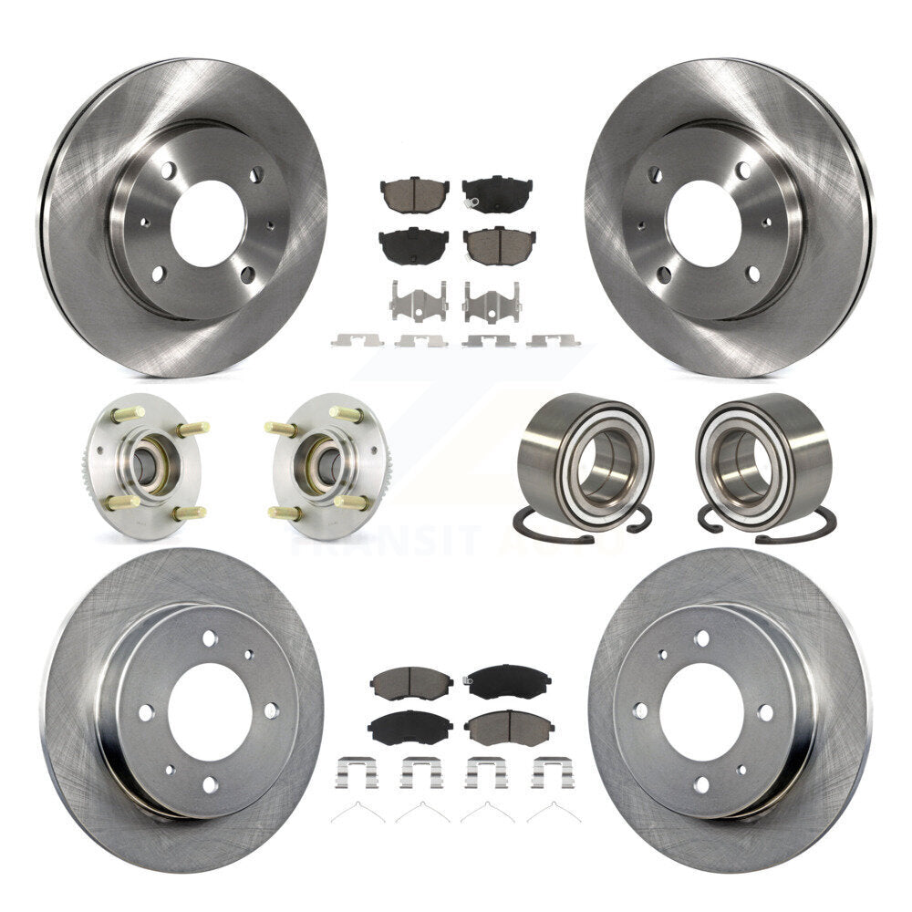 Hub Bearing Disc Brake Rotors And Pads Front Rear Kit (10Pc) For Hyundai Elantra
