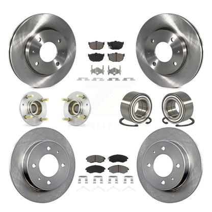 Hub Bearing Disc Brake Rotors And Pads Front Rear Kit (10Pc) For Hyundai Elantra