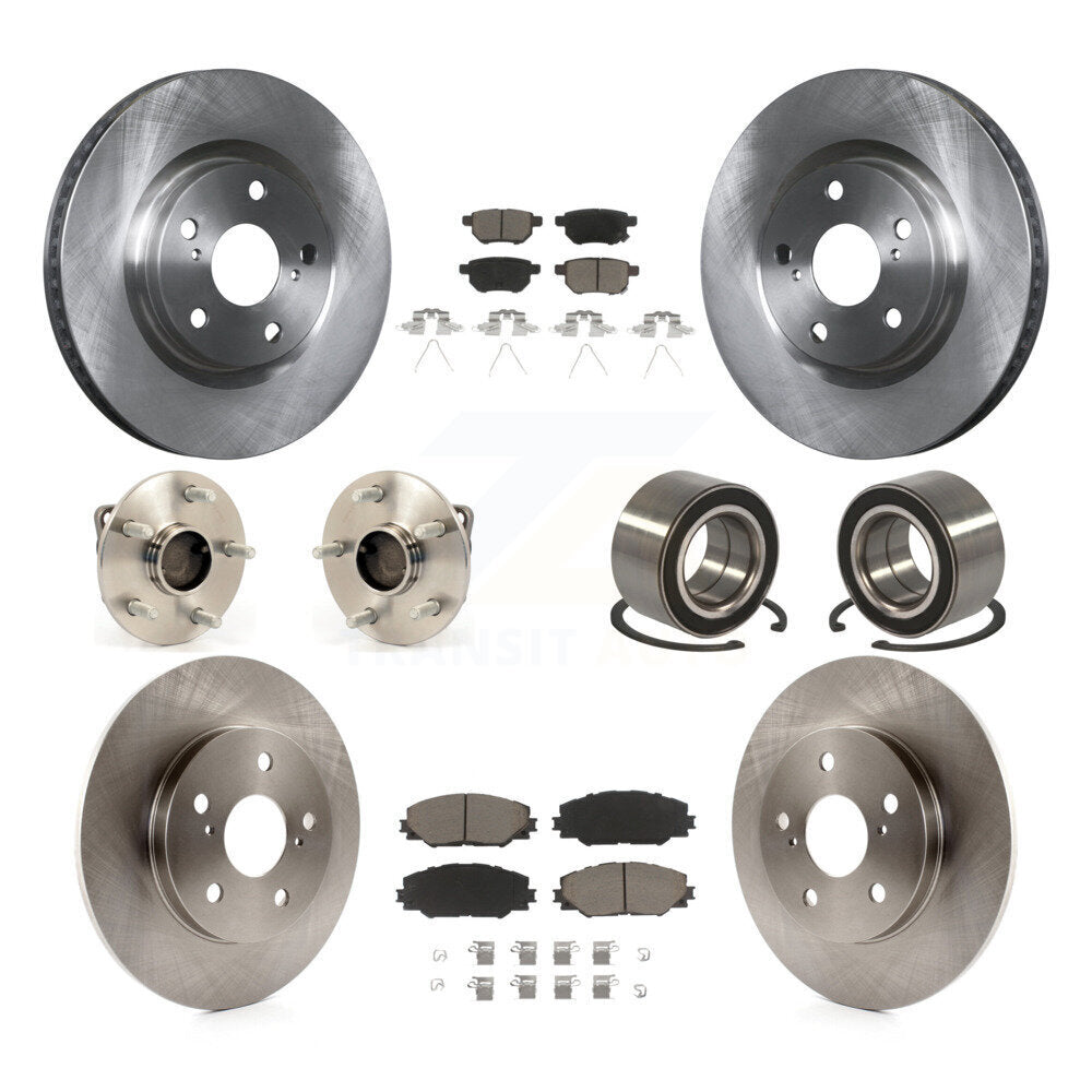 Hub Bearings Disc Brake Rotors And Pads Front Rear Kit (10Pc) For Toyota Matrix