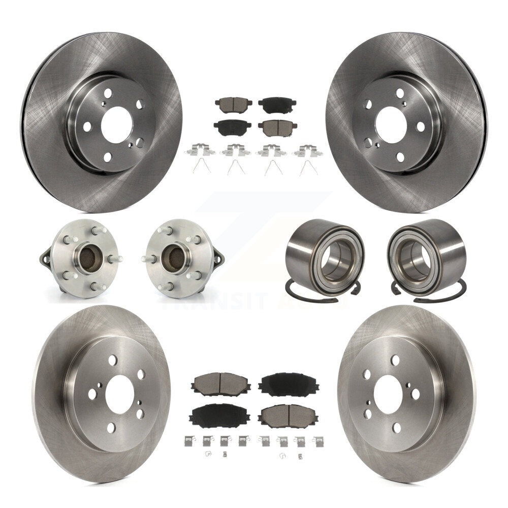 Hub Bearing Brake Rotor Pad Front Rear Kit (10Pc) For Toyota Corolla Matrix Vibe