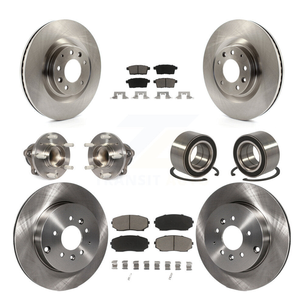 Hub Bearing Brake Rotor & Pad Front Rear Kit (10Pc) For 2007-2015 Mazda CX-9 FWD