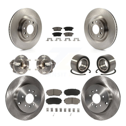 Hub Bearing Brake Rotor & Pad Front Rear Kit (10Pc) For 2007-2015 Mazda CX-9 FWD