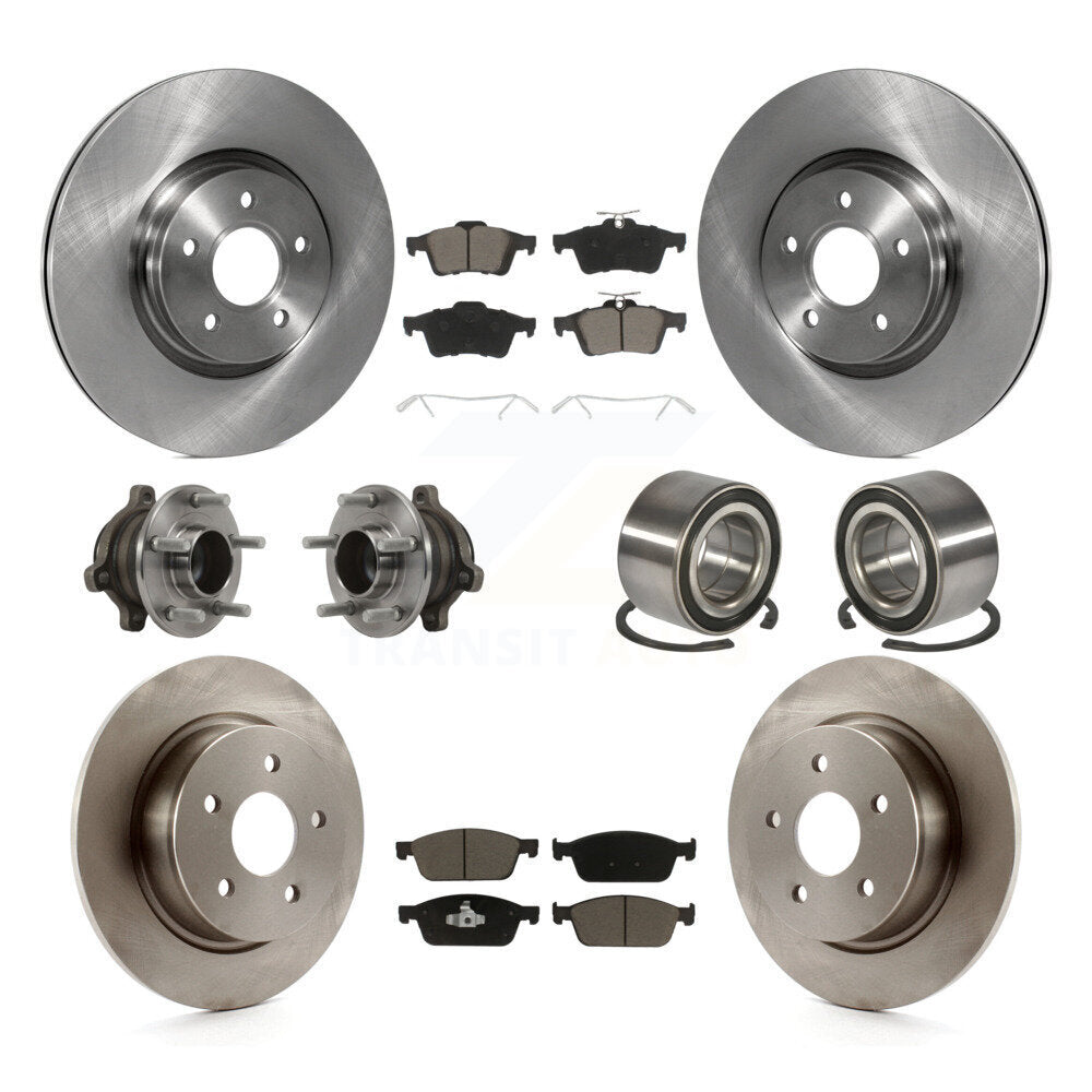 Hub Bearing Disc Brake Rotor Pads Front Rear Kit (10Pc) For Ford Transit Connect