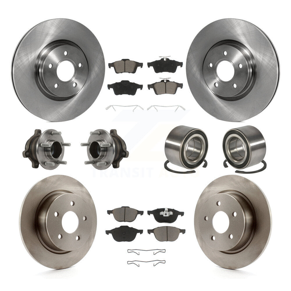 Hub Bearing Disc Brake Rotor Pads Front Rear Kit (10Pc) For Ford Transit Connect