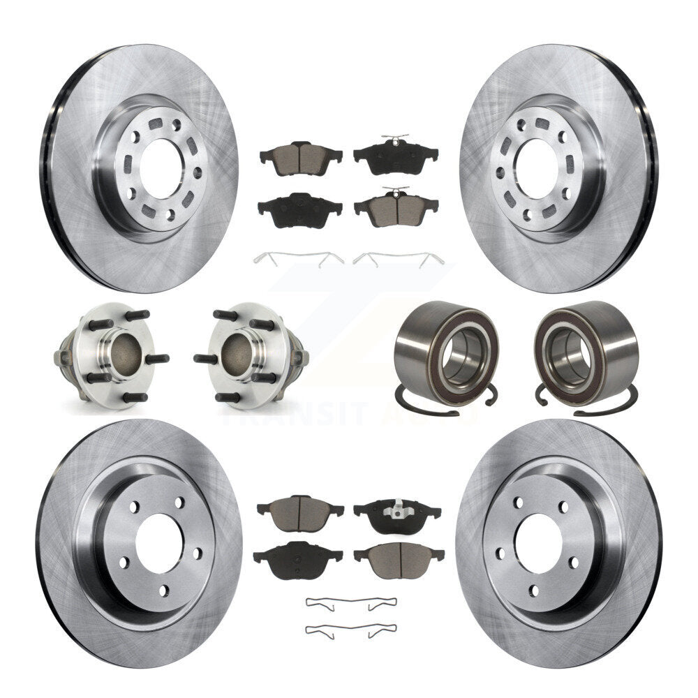 Hub Bearing Disc Brake Rotors And Ceramic Pads Front Rear Kit (10Pc) For Mazda 5