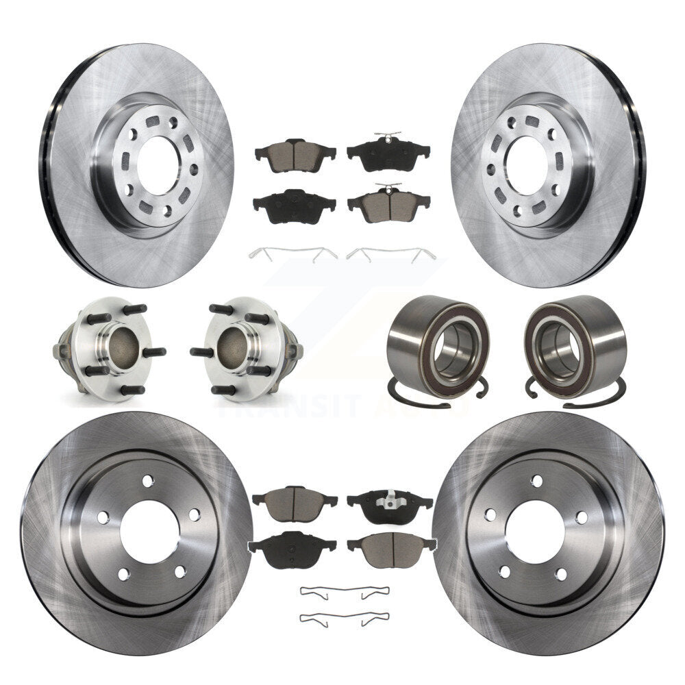 Hub Bearings Disc Brake Rotors And Pads Front Rear Kit (10Pc) For Mazda 3 Sport