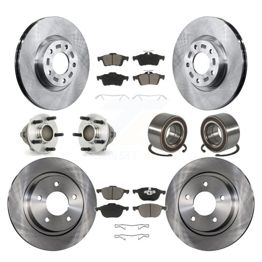 Hub Bearings Disc Brake Rotors And Pads Front Rear Kit (10Pc) For Mazda 3 Sport