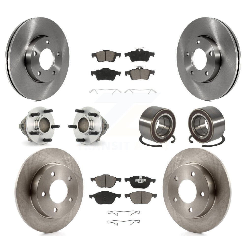 Hub Bearings Disc Brake Rotors And Pads Front Rear Kit (10Pc) For Mazda 3 Sport