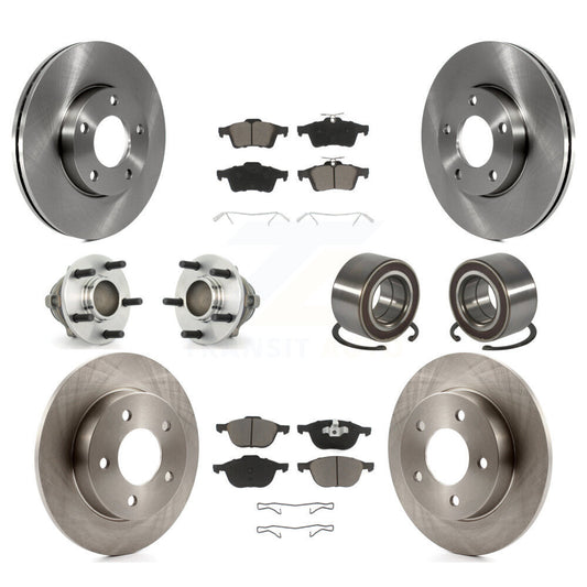 Hub Bearings Disc Brake Rotors And Pads Front Rear Kit (10Pc) For Mazda 3 Sport
