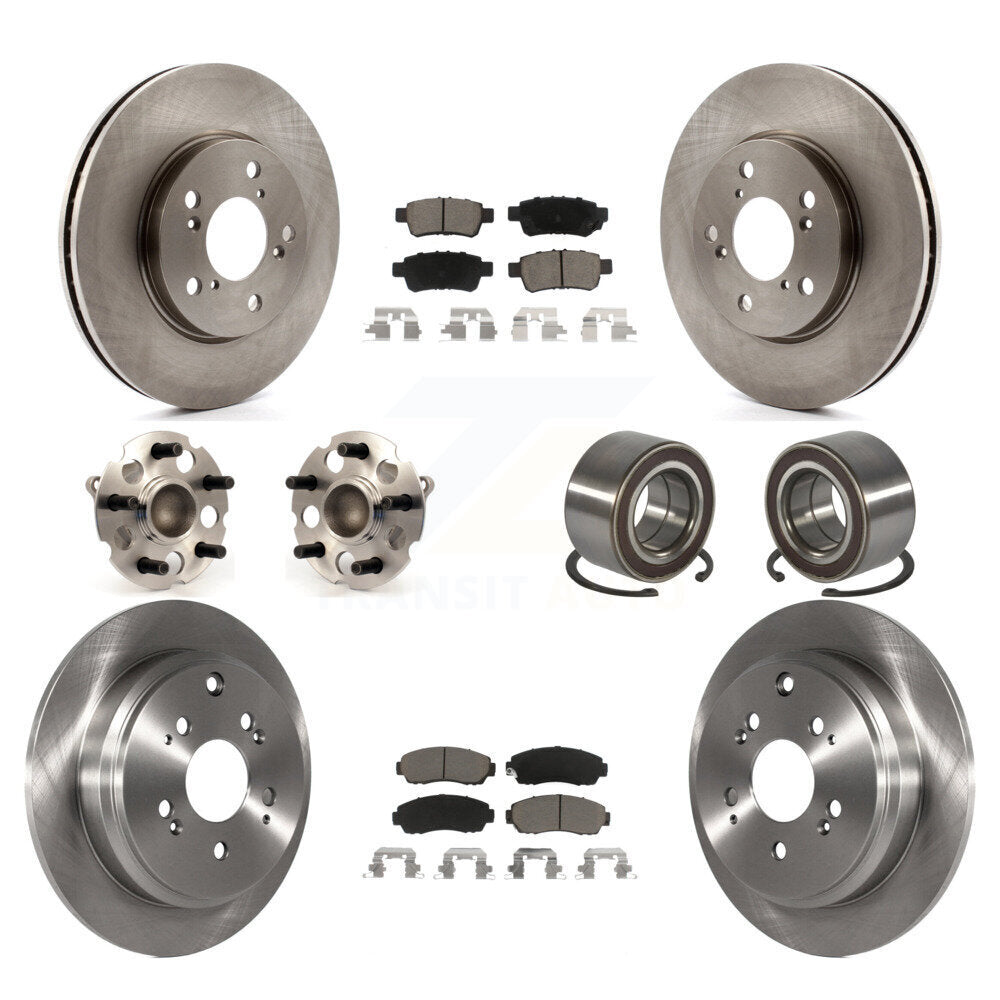 Hub Bearing Brake Rotor & Pads Front Rear Kit (10Pc) For 2005-2010 Honda Odyssey