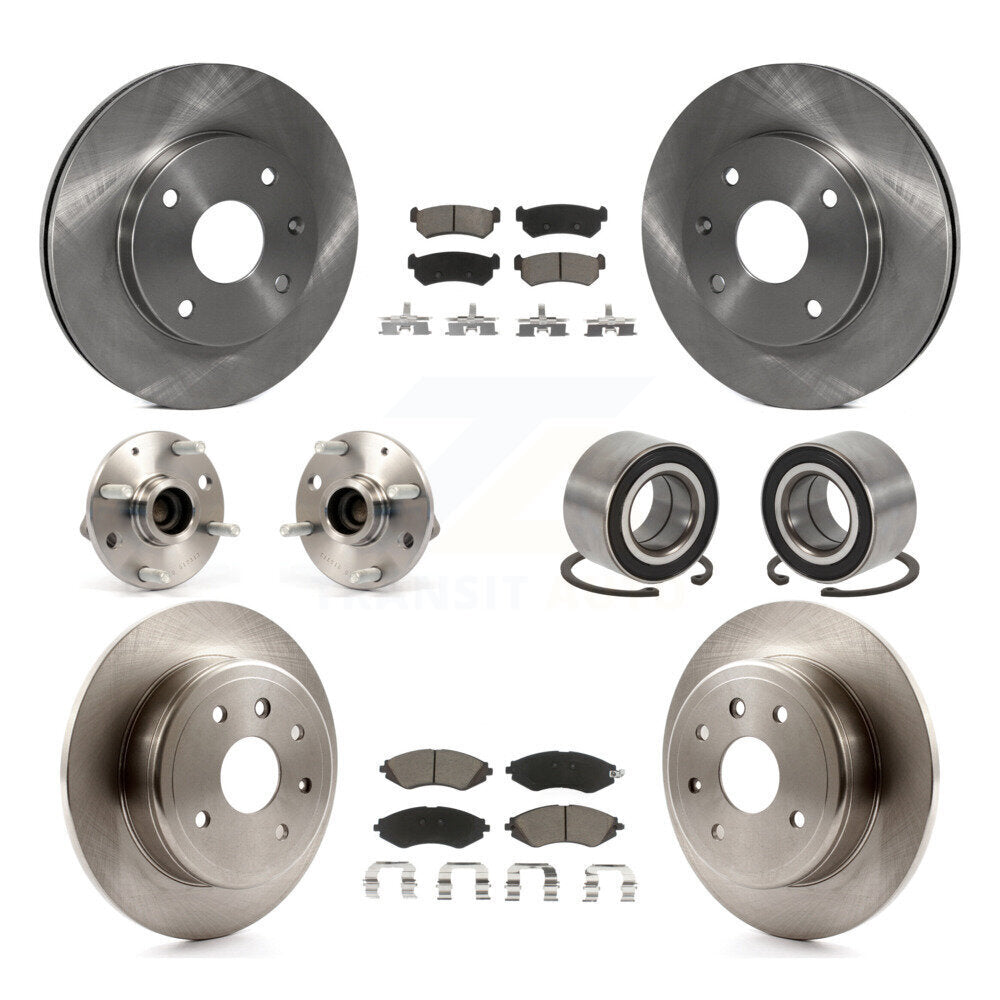 Hub Bearing Brake Rotor & Pads Front Rear Kit (10Pc) For Chevrolet Optra Non-ABS