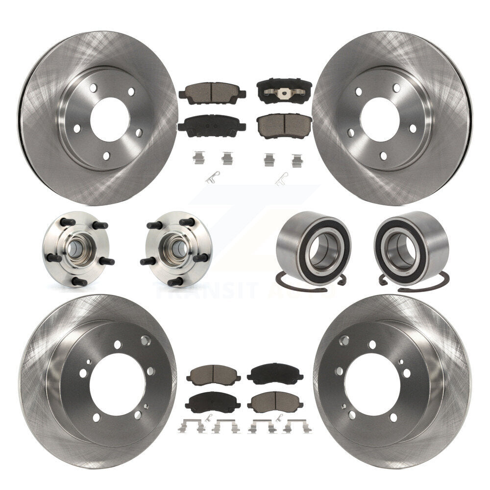 Hub Bearing Brake Rotor Pad Front Rear Kit (10Pc) For Mitsubishi Lancer Ralliart