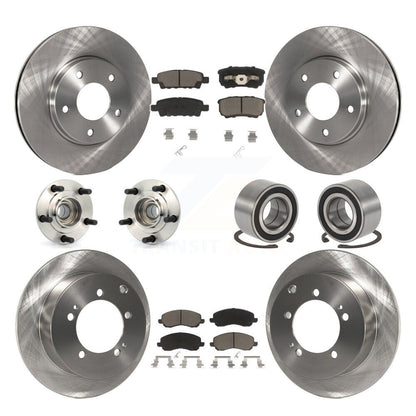 Hub Bearing Brake Rotor Pad Front Rear Kit (10Pc) For Mitsubishi Lancer Ralliart