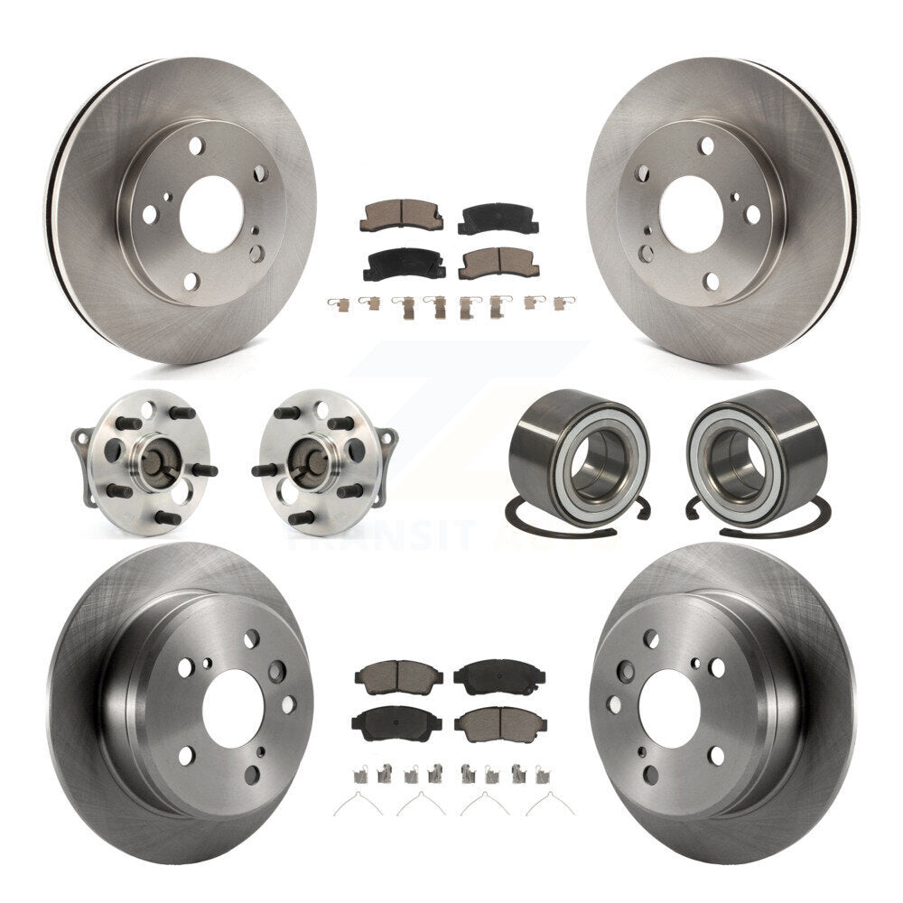 Hub Bearings Disc Brake Rotors And Pads Front Rear Kit (10Pc) For Toyota Camry