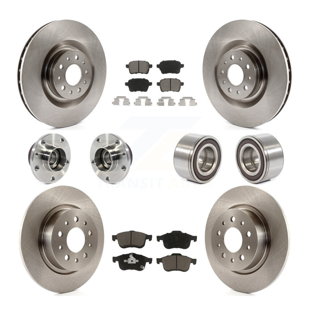 Hub Bearing Disc Brake Rotor & Pad Front Rear Kit (10Pc) For 2014-2018 Fiat 500L