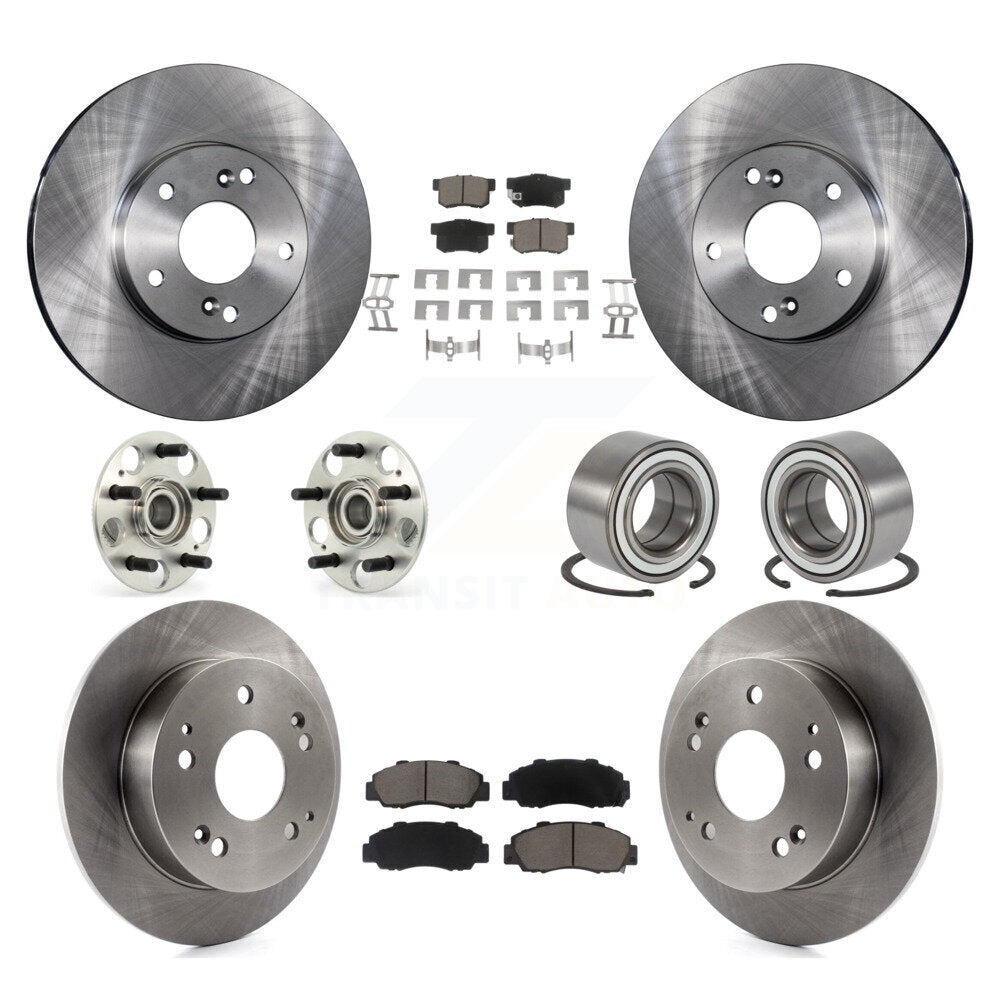 Hub Bearings Disc Brake Rotors And Pads Front Rear Kit (10Pc) For Honda Accord