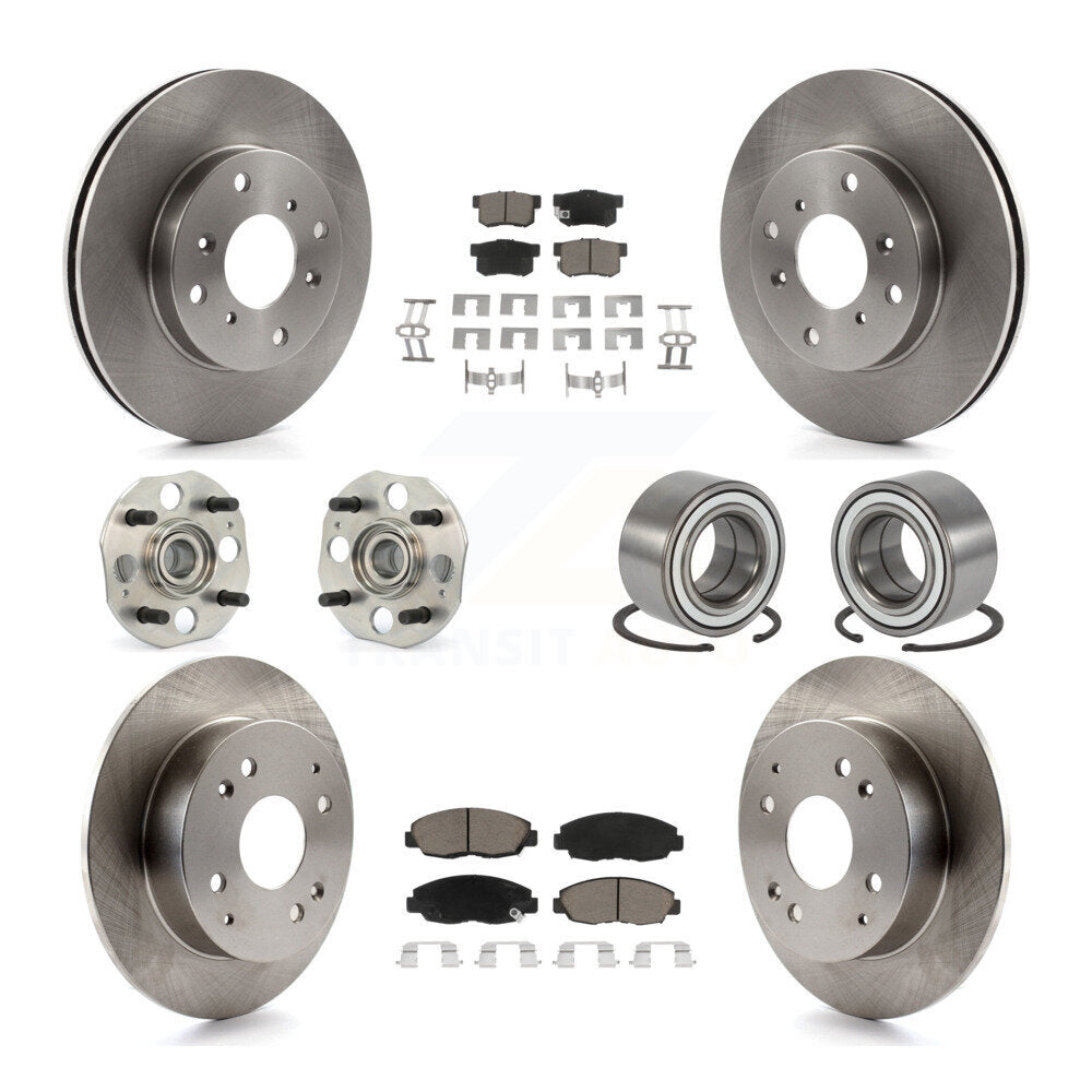 Hub Bearings Disc Brake Rotors And Pads Front Rear Kit (10Pc) For Honda Accord