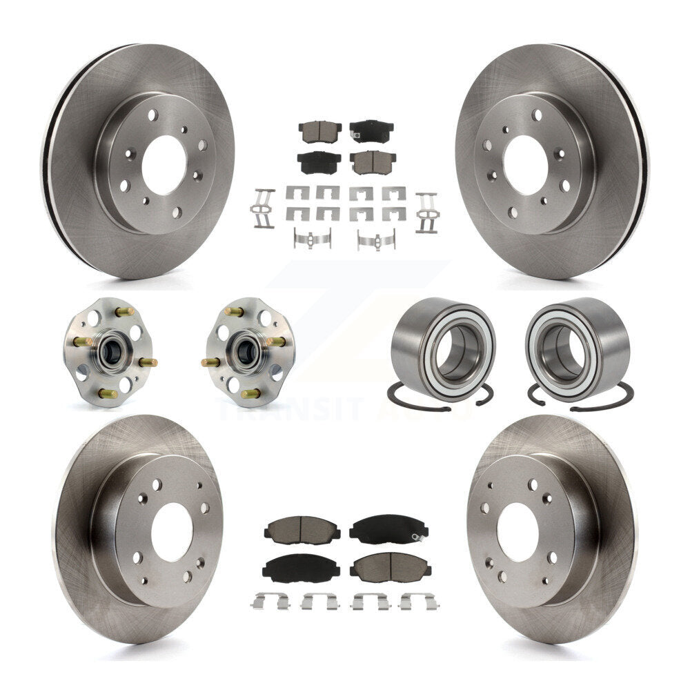 Hub Bearings Disc Brake Rotors And Pads Front Rear Kit (10Pc) For Honda Accord