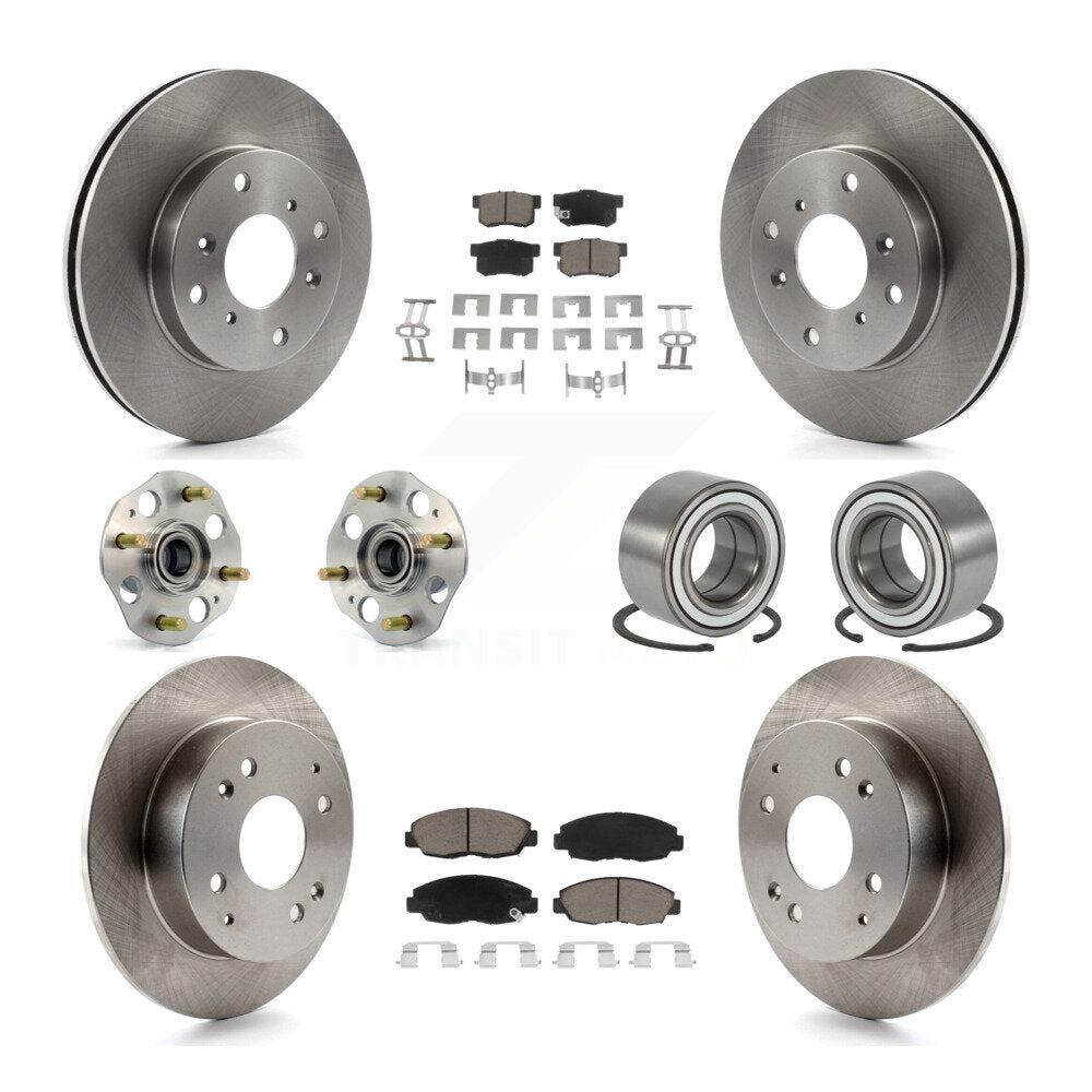 Hub Bearings Disc Brake Rotors And Pads Front Rear Kit (10Pc) For Honda Accord