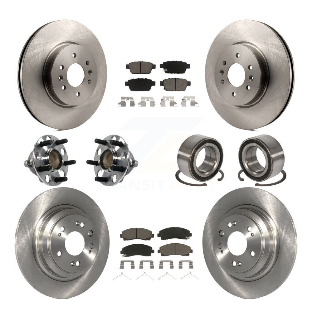 Hub Bearing Disc Brake Rotor And Ceramic Pads Front Rear Kit (10Pc) For Acura TL