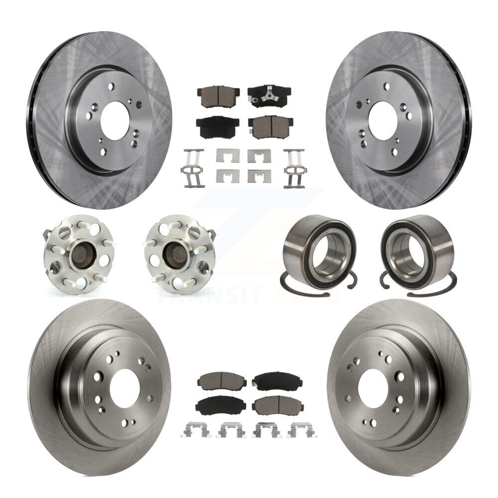 Hub Bearing Brake Rotor Pad Front Rear Kit (10Pc) For Honda Accord Crosstour FWD