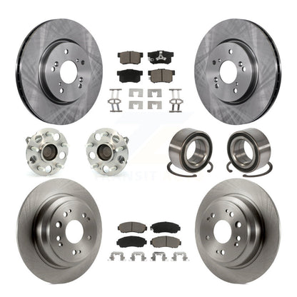 Hub Bearing Brake Rotor Pad Front Rear Kit (10Pc) For Honda Accord Crosstour FWD
