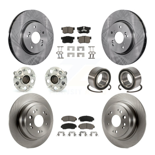 Hub Bearing Brake Rotor Pad Front Rear Kit (10Pc) For Honda Accord Crosstour FWD