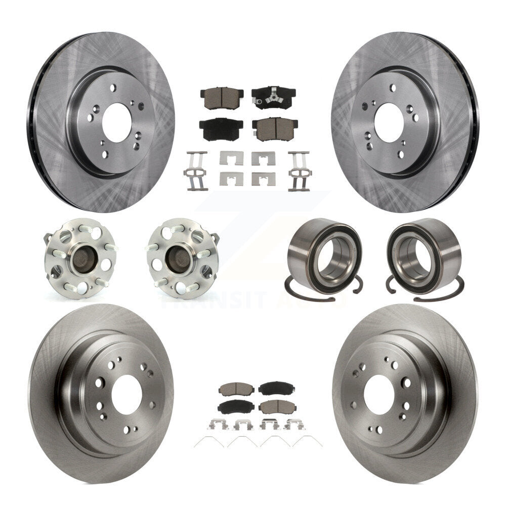 Hub Bearing Brake Rotor Pads Front Rear Kit (10Pc) For 13-15 Honda Crosstour FWD