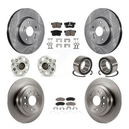 Hub Bearing Brake Rotor Pads Front Rear Kit (10Pc) For 13-15 Honda Crosstour FWD