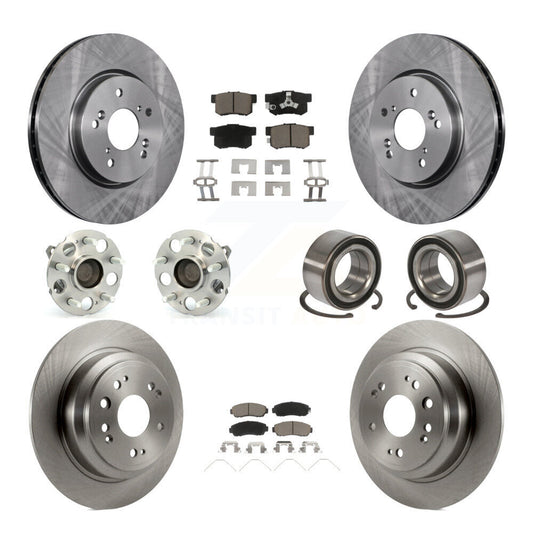 Hub Bearing Brake Rotor Pads Front Rear Kit (10Pc) For 13-15 Honda Crosstour FWD