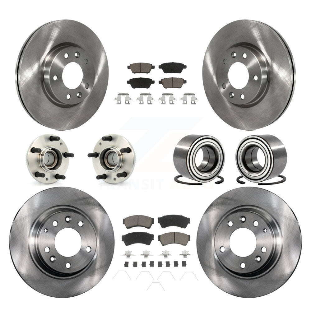 Hub Bearing Brake Rotor & Pads Front Rear Kit (10Pc) For Ford Fusion Mazda 6 MKZ