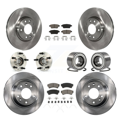 Hub Bearing Brake Rotor & Pads Front Rear Kit (10Pc) For Ford Fusion Mazda 6 MKZ