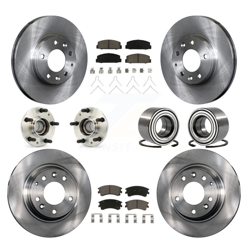 Hub Bearing Disc Brake Rotors And Ceramic Pads Front Rear Kit (10Pc) For Mazda 6