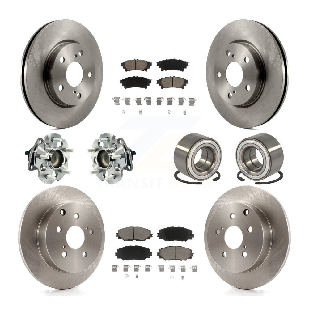 Hub Bearing Brake Rotor & Pad Front Rear Kit (10Pc) For 2017-2018 Toyota Prius V