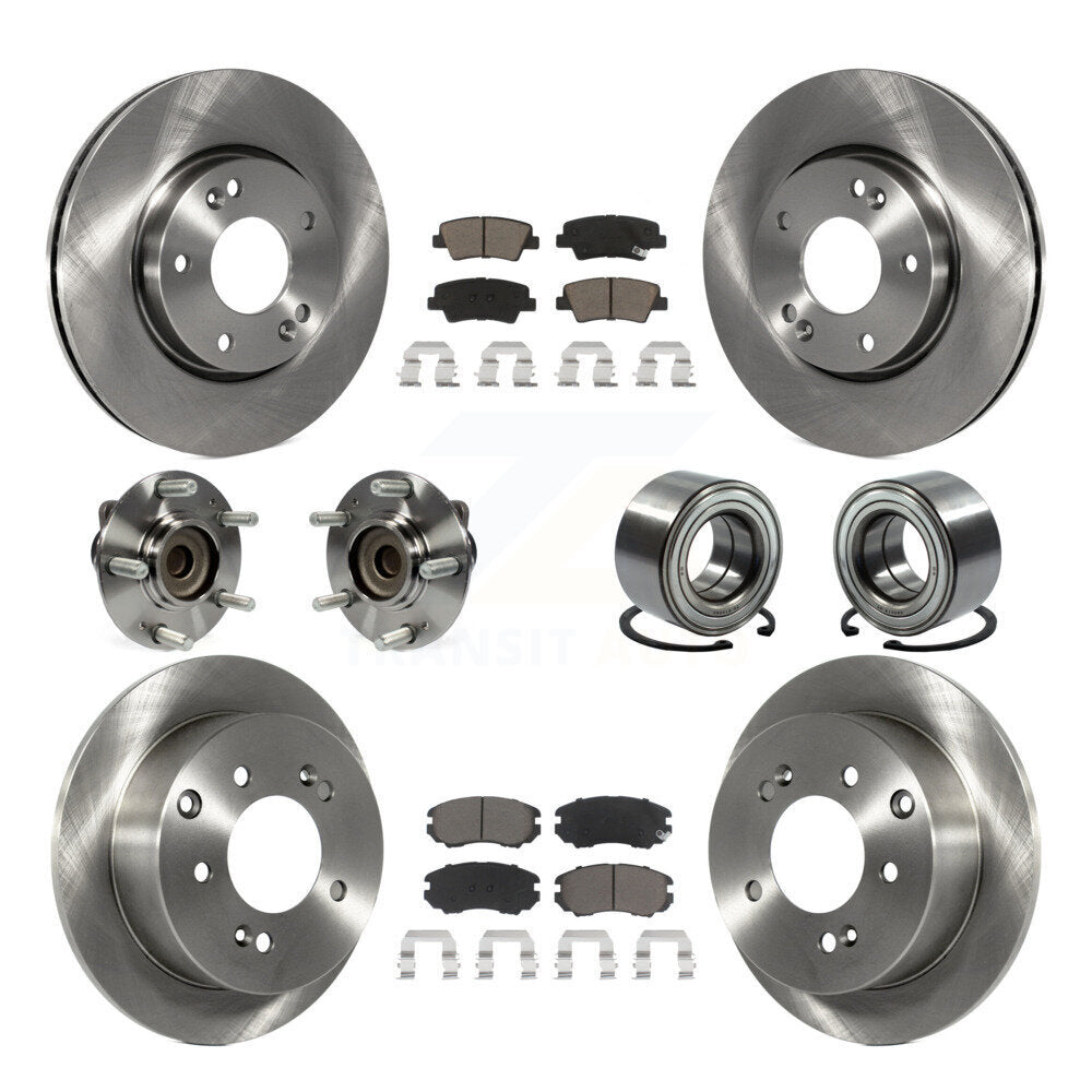 Hub Bearing Disc Brake Rotor & Pads Front Rear Kit (10Pc) For 2012-2013 Kia Soul