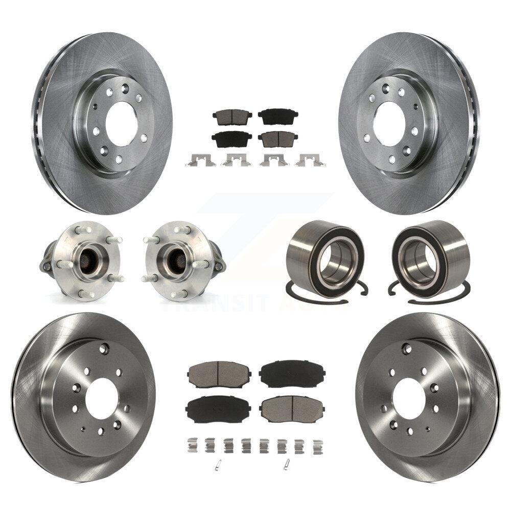 Hub Bearing Brake Rotor & Pad Front Rear Kit (10Pc) For 2007-2012 Mazda CX-7 FWD