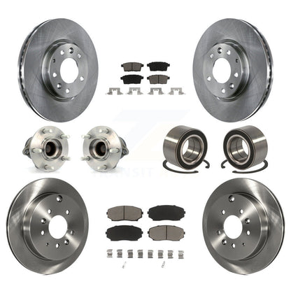 Hub Bearing Brake Rotor & Pad Front Rear Kit (10Pc) For 2007-2012 Mazda CX-7 FWD