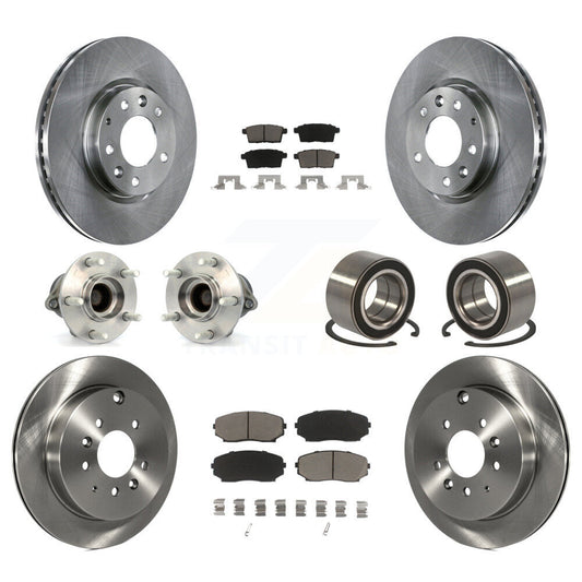 Hub Bearing Brake Rotor & Pad Front Rear Kit (10Pc) For 2007-2012 Mazda CX-7 FWD