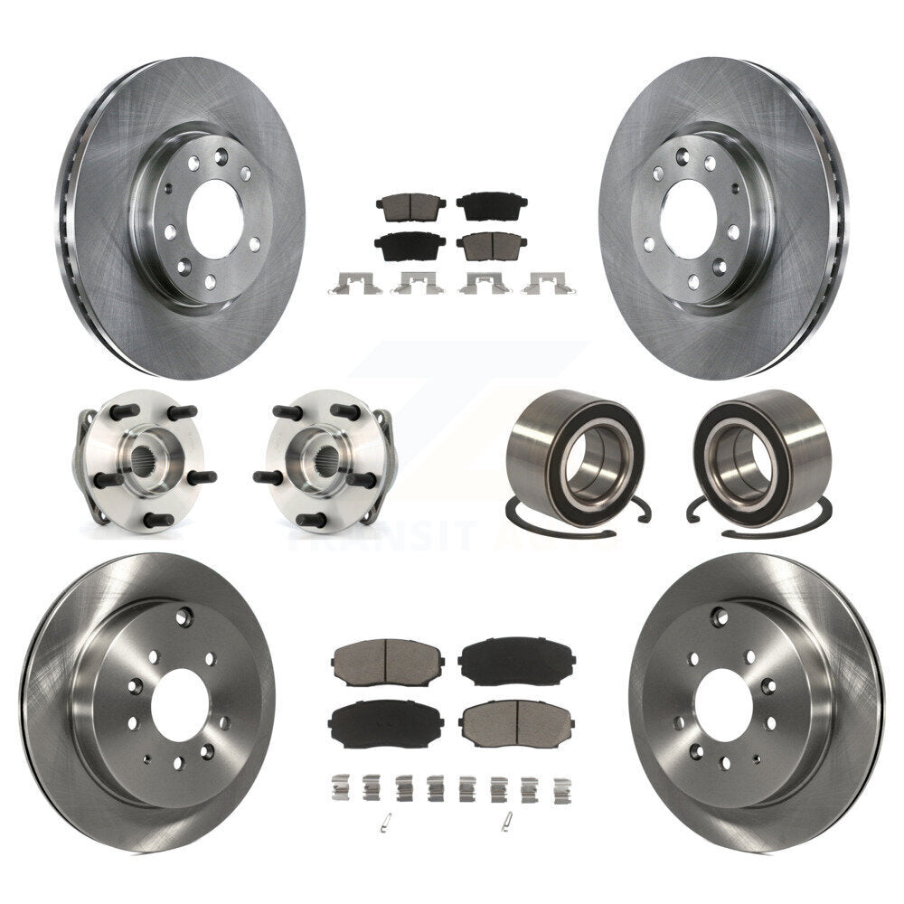Hub Bearing Brake Rotor & Pad Front Rear Kit (10Pc) For 2007-2012 Mazda CX-7 AWD