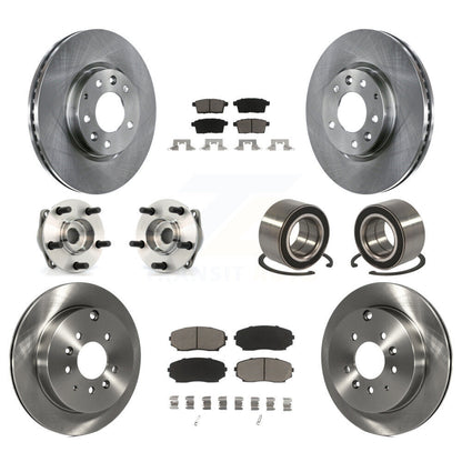 Hub Bearing Brake Rotor & Pad Front Rear Kit (10Pc) For 2007-2012 Mazda CX-7 AWD