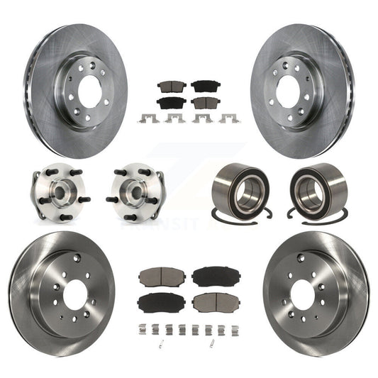 Hub Bearing Brake Rotor & Pad Front Rear Kit (10Pc) For 2007-2012 Mazda CX-7 AWD