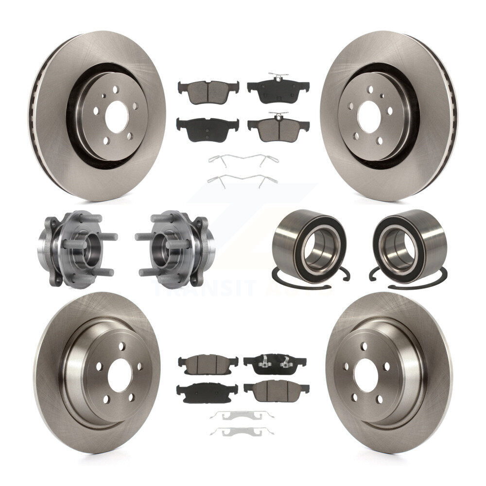 Hub Bearing Disc Brake Rotor & Pads Front Rear Kit (10Pc) For 2015 Ford Edge AWD