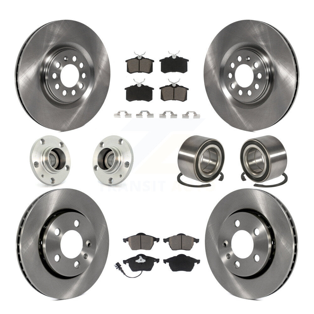 Hub Bearing Brake Rotor & Pads Front Rear Kit (10Pc) For Volkswagen Golf Audi TT