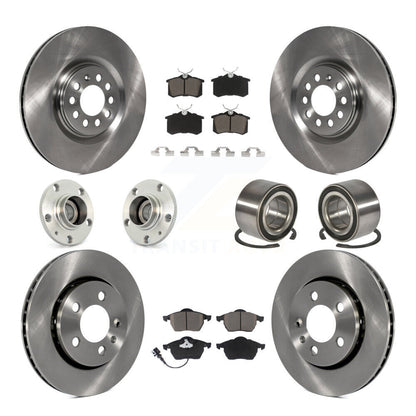 Hub Bearing Brake Rotor & Pads Front Rear Kit (10Pc) For Volkswagen Golf Audi TT
