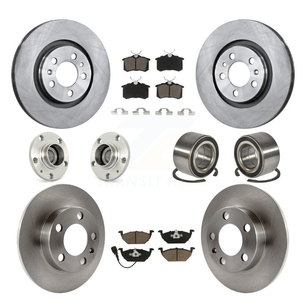 Hub Bearing Brake Rotor Pad Front Rear Kit (10Pc) For Volkswagen Golf City Jetta